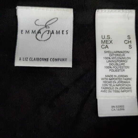 💎303 Emma E James by Liz Claiborne Black Floral Wrap Sheer Sleeve Top - Picture 2 of 8